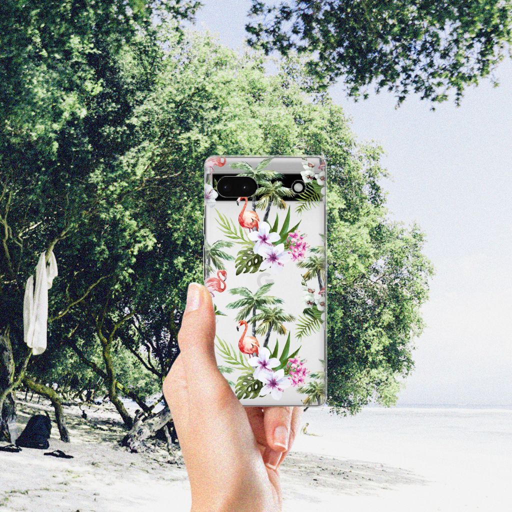 Google Pixel 6A TPU Hoesje Flamingo Palms B2C Telecom