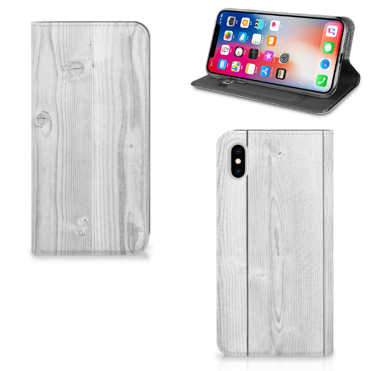 Apple iPhone Xs Max Book Wallet Case White Wood