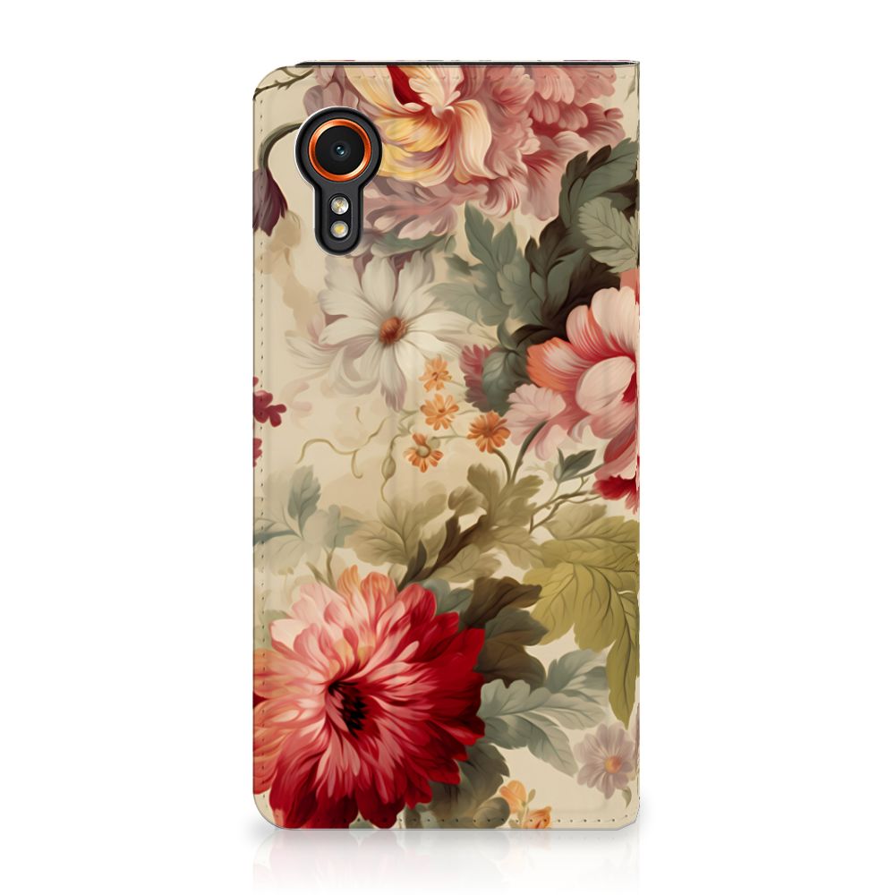 Smart Cover voor Samsung Galaxy Xcover 7 Bloemen design bloemenhoesje aanzicht