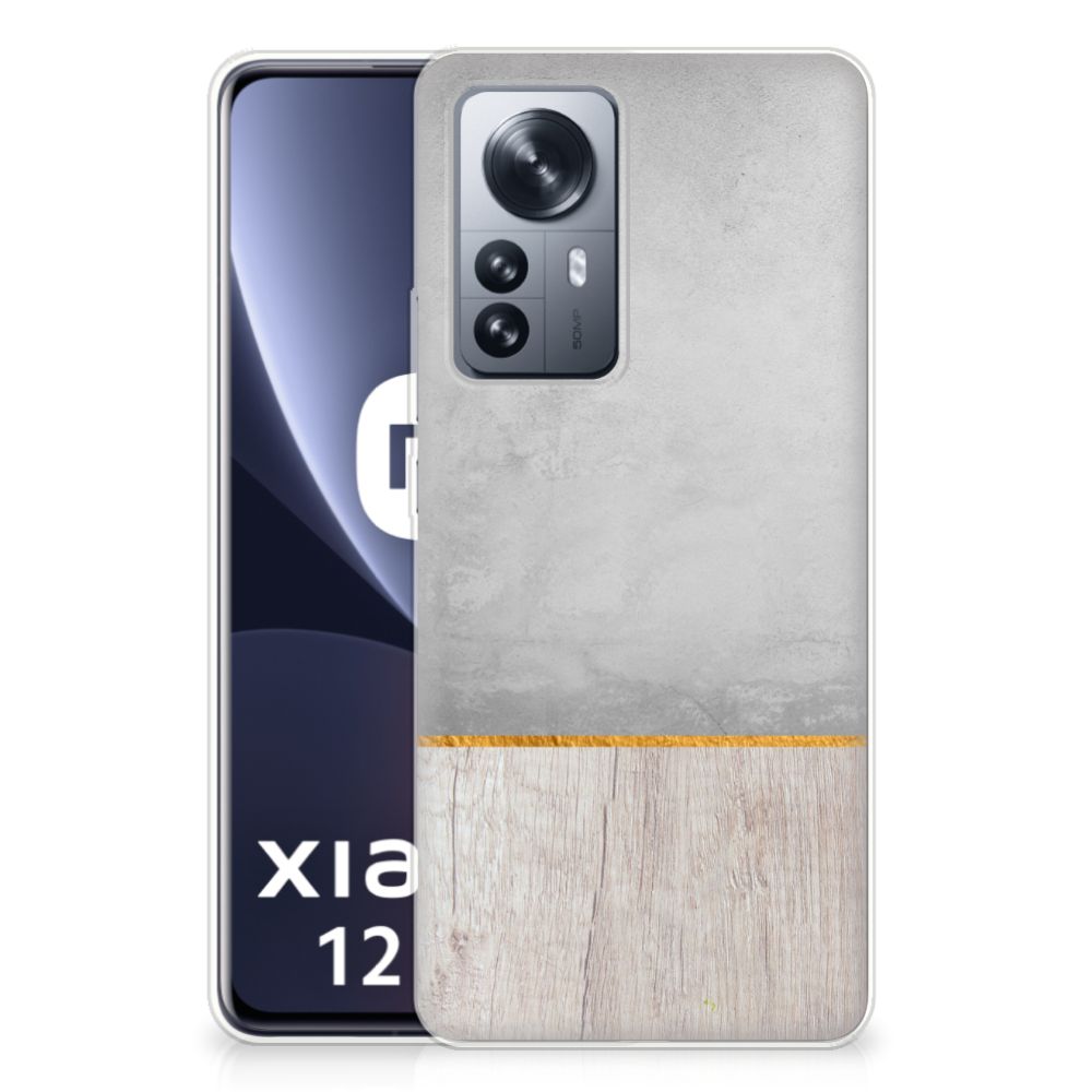 Xiaomi 12 Pro Bumper Hoesje Wood Concrete