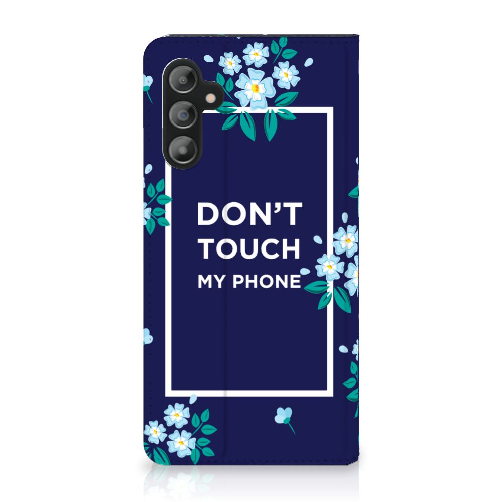 Samsung Galaxy A14 5G Design Case Flowers Blue DTMP with floral design and 'Don't Touch My Phone' text.
