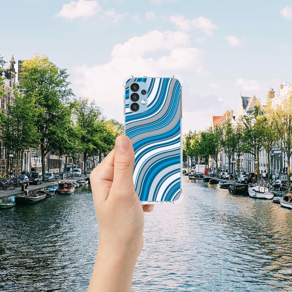Samsung Galaxy A13 (4G) Doorzichtige Silicone Hoesje Waves Blue B2C Telecom