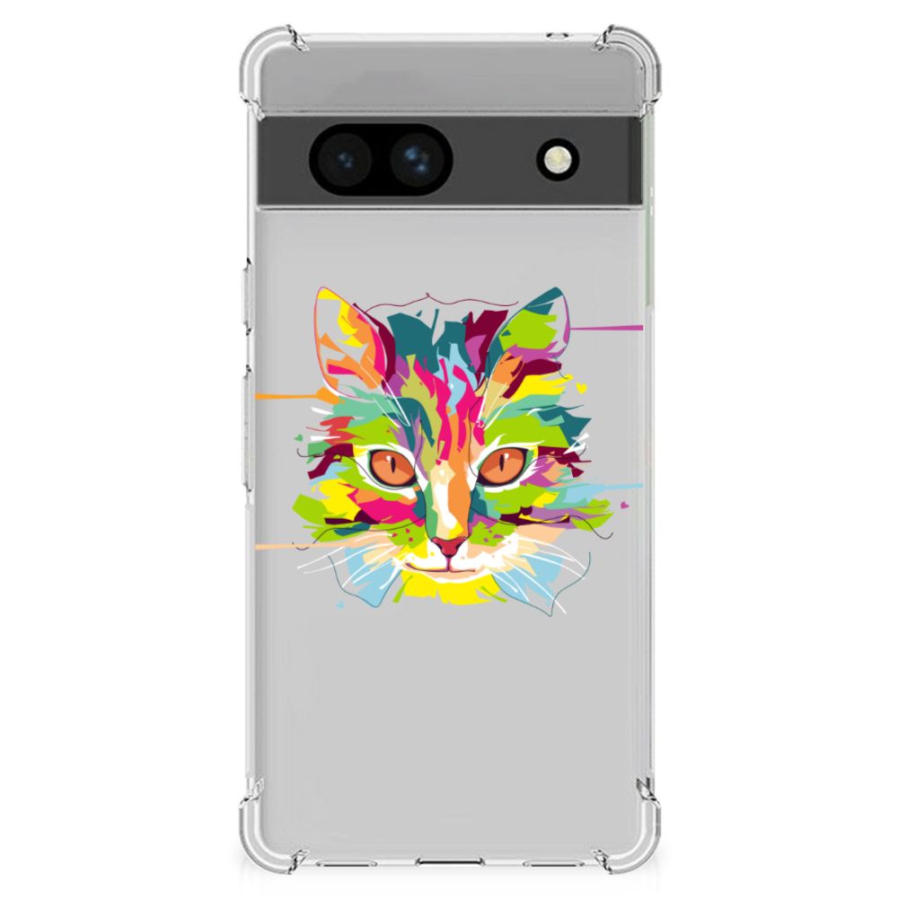 Google Pixel 7A Stevig Bumper Hoesje Cat Color