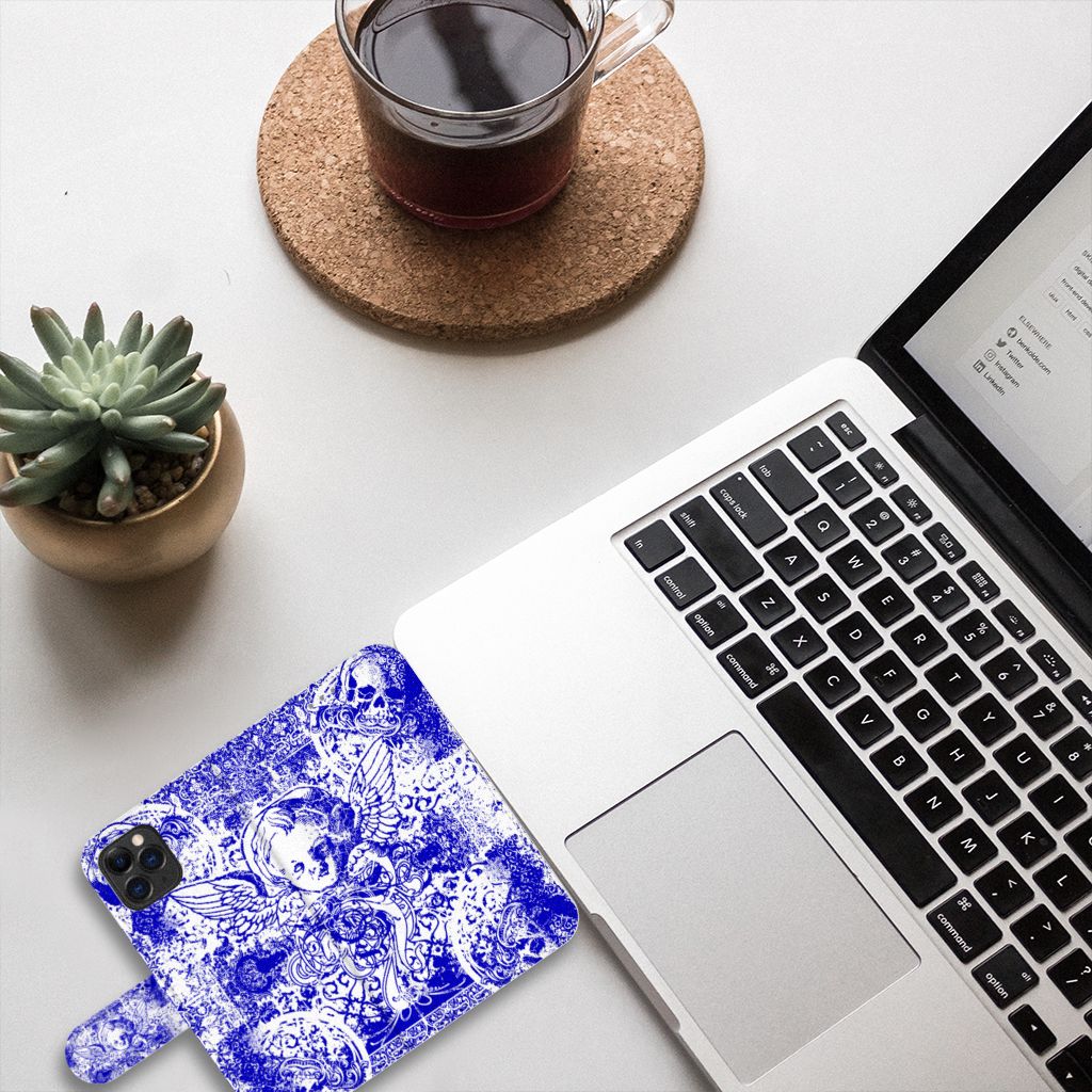 Telefoonhoesje met Naam Apple iPhone 11 Pro Angel Skull Blauw