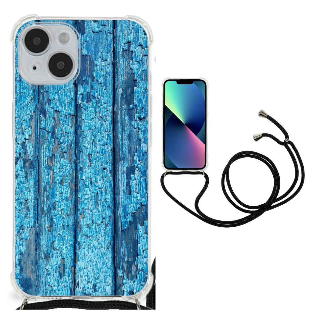 iPhone 14 Stevig Telefoonhoesje Wood Blue