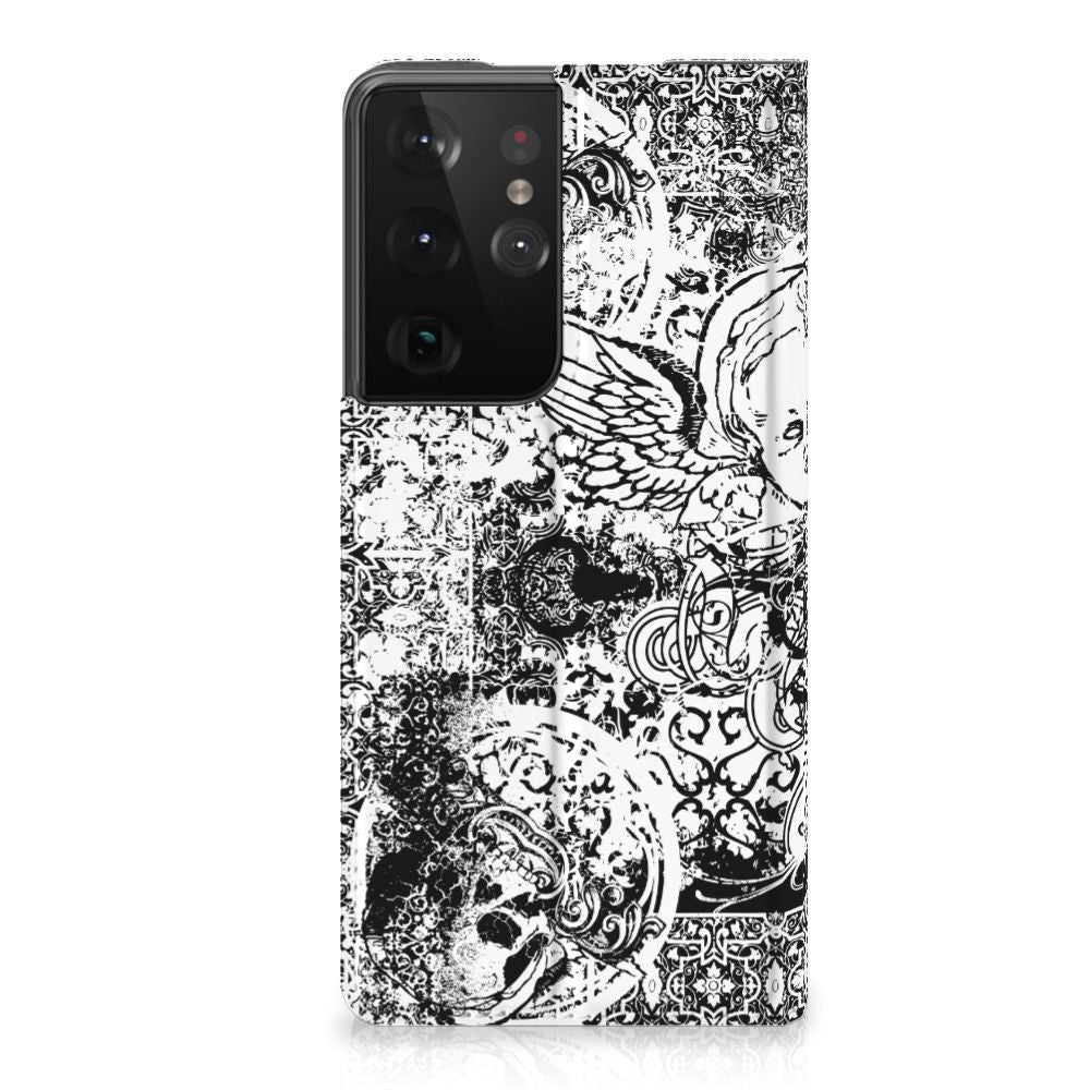 Mobiel BookCase Samsung Galaxy S21 Ultra Skulls Angel - B2C Telecom