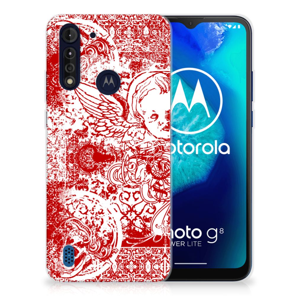 Silicone Back Case Motorola Moto G8 Power Lite Angel Skull Rood B2C Telecom