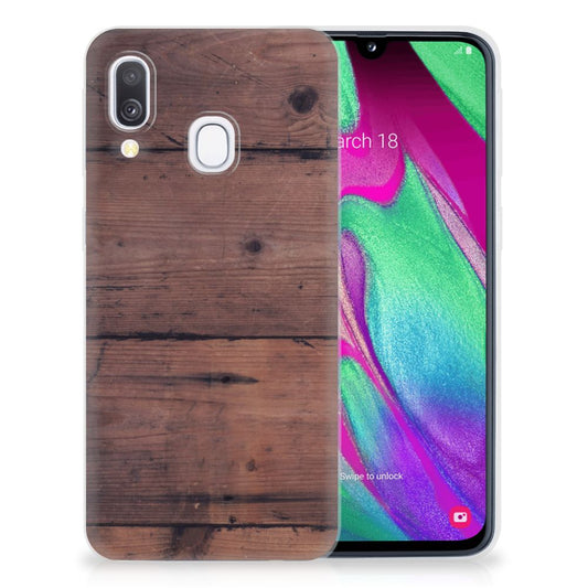 Samsung Galaxy A40 Bumper Hoesje Old Wood