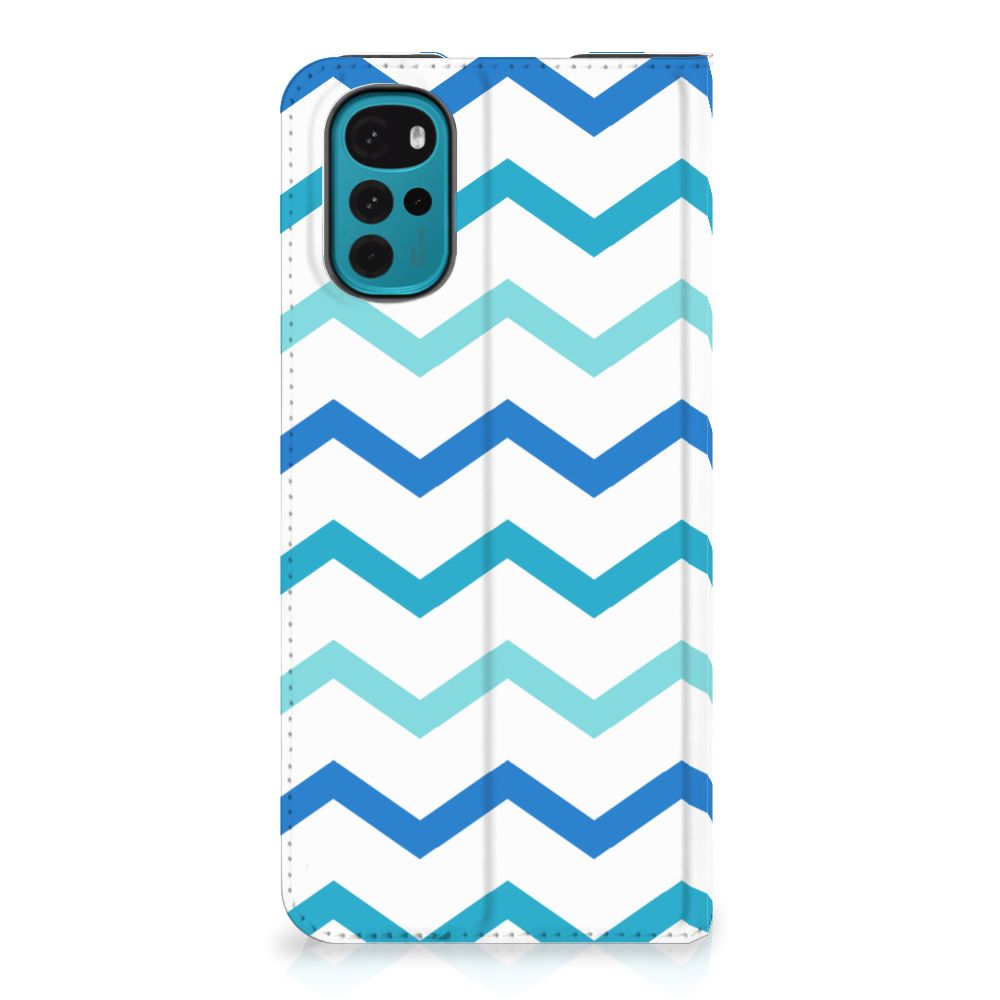Motorola Moto G22 Hoesje met Magneet Zigzag Blauw - B2C Telecom