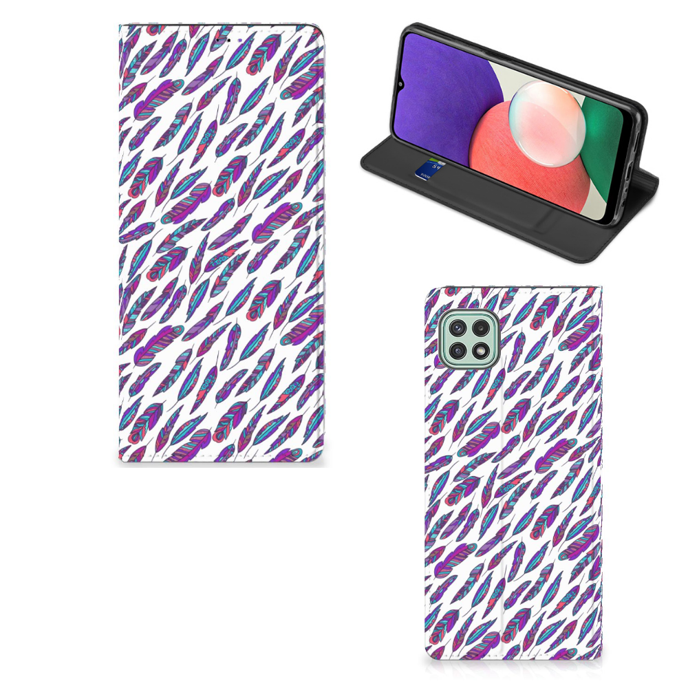 Samsung Galaxy A22 5G Hoesje met Magneet Feathers Color - B2C Telecom