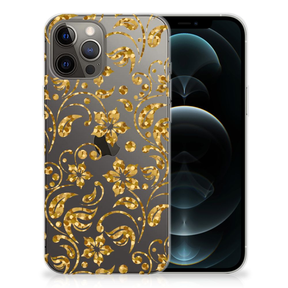 iPhone 12 Pro Max TPU Case Gouden Bloemen B2C Telecom