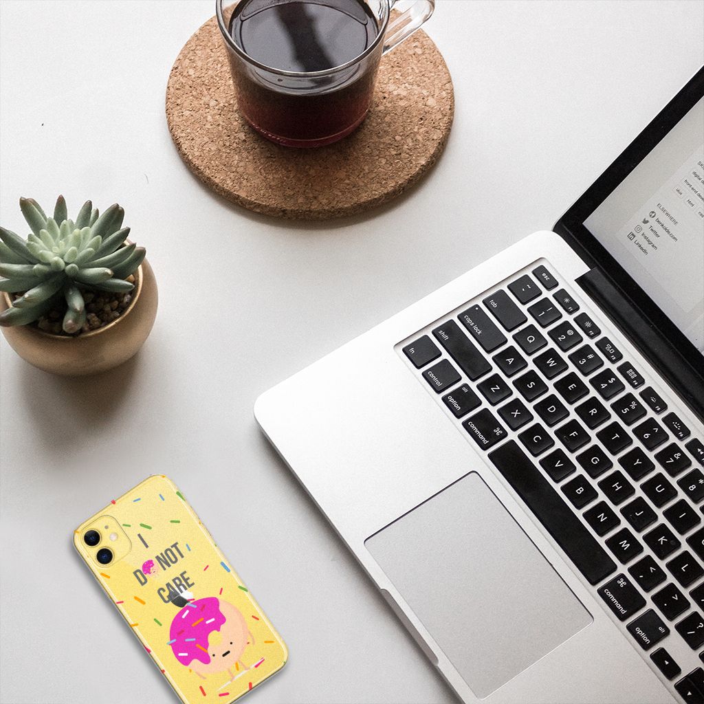 Apple iPhone 11 Siliconen Case Donut Roze