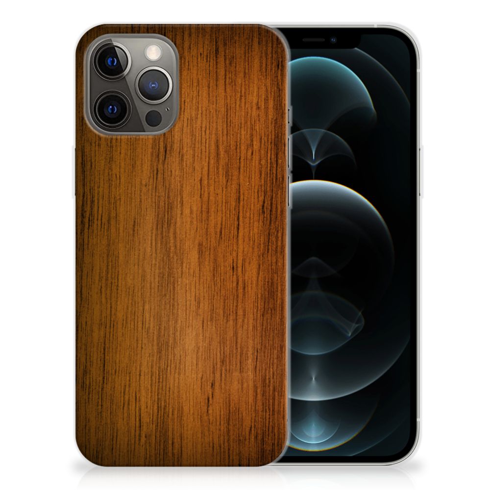 iPhone 12 Pro Max Bumper Hoesje Donker Hout