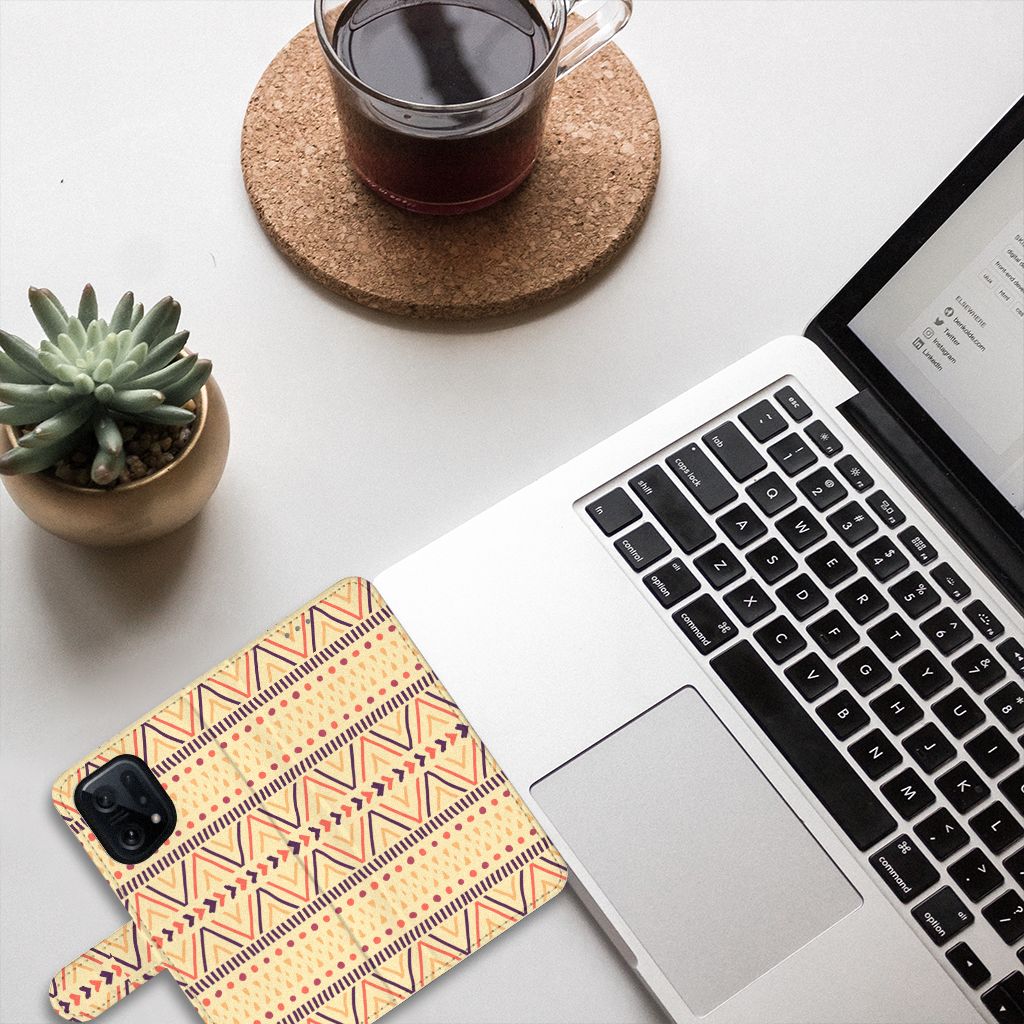 OPPO Find X5 Telefoon Hoesje Aztec Yellow