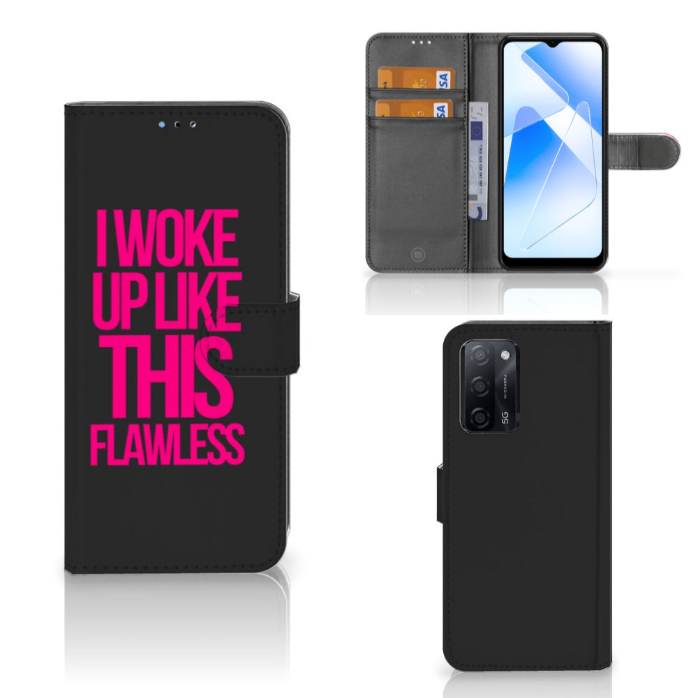 OPPO A16/A16s/A54s Hoesje met naam Woke Up - Origineel Cadeau Zelf Maken