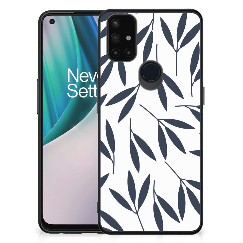 OnePlus Nord N10 5G Bloemen Hoesje Leaves Blue