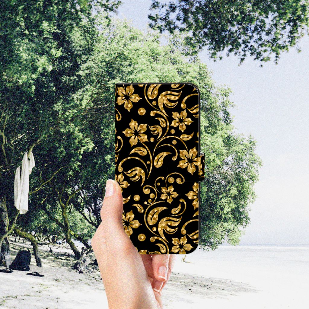 Samsung Galaxy A34 Hoesje Gouden Bloemen