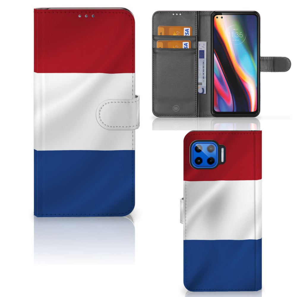 Motorola Moto G 5G Plus Bookstyle Case Nederlandse Vlag met pasjes en artistiek design.