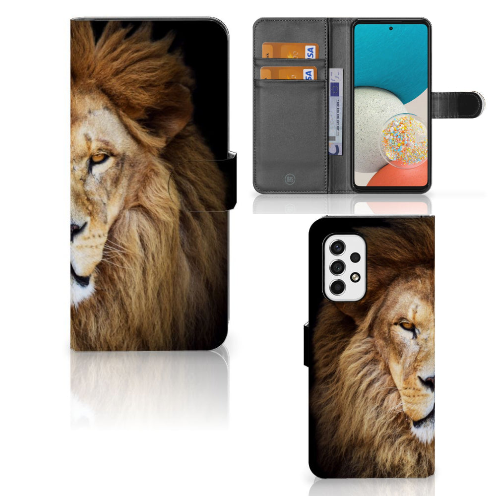 Samsung Galaxy A53 Telefoonhoesje met Pasjes Leeuw