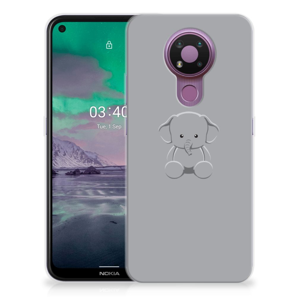 Nokia 3.4 Telefoonhoesje met Naam Grijs Baby Olifant B2C Telecom