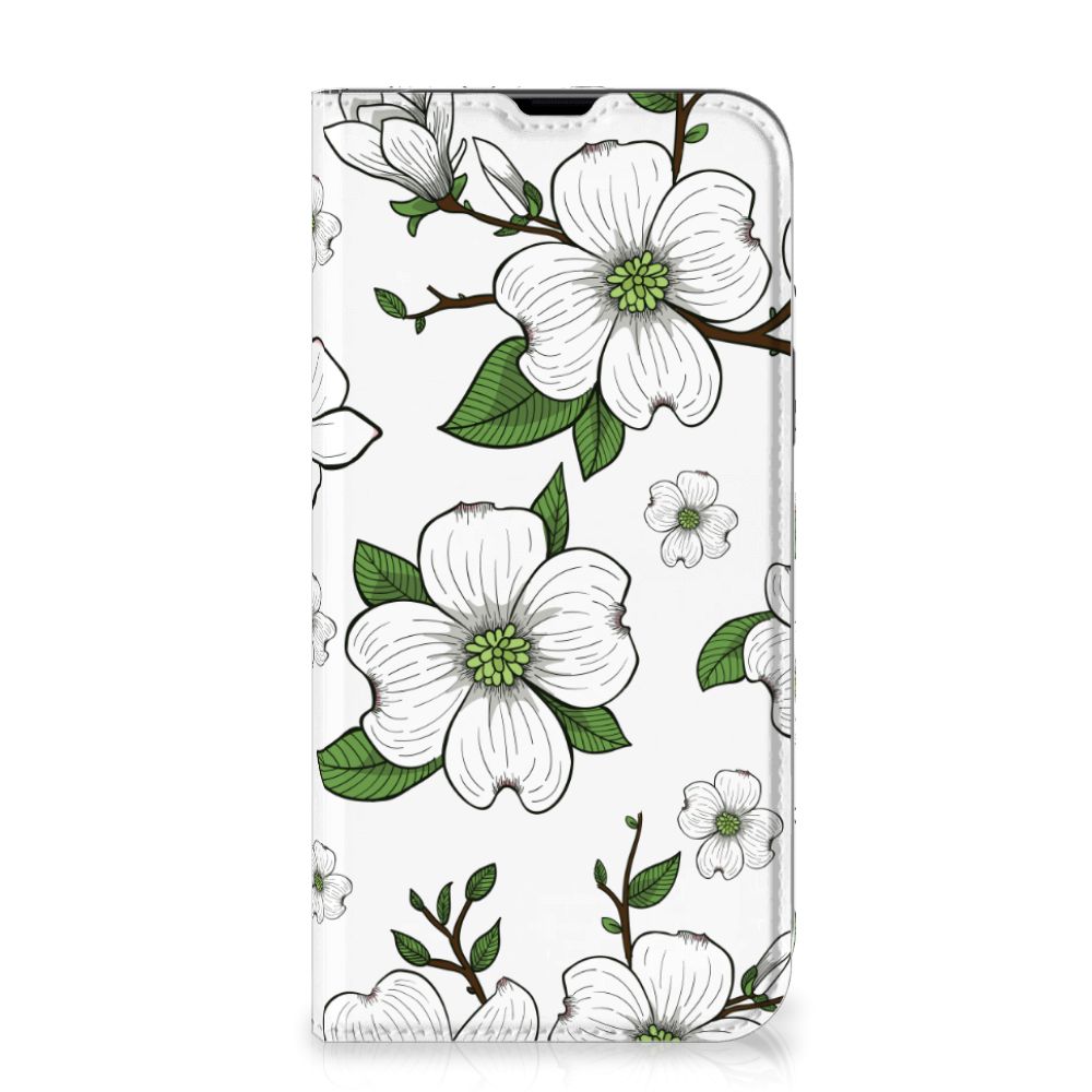 iPhone 13 Pro Max Smart Cover Dogwood Flowers design met witte bloemen en groene bladeren 🌸
