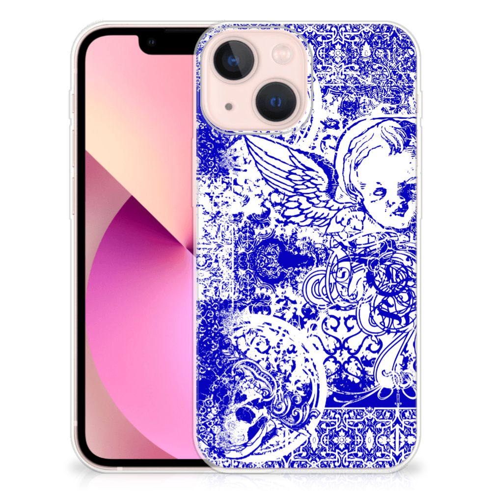Silicone Back Case iPhone 13 mini Angel Skull Blauw B2C Telecom