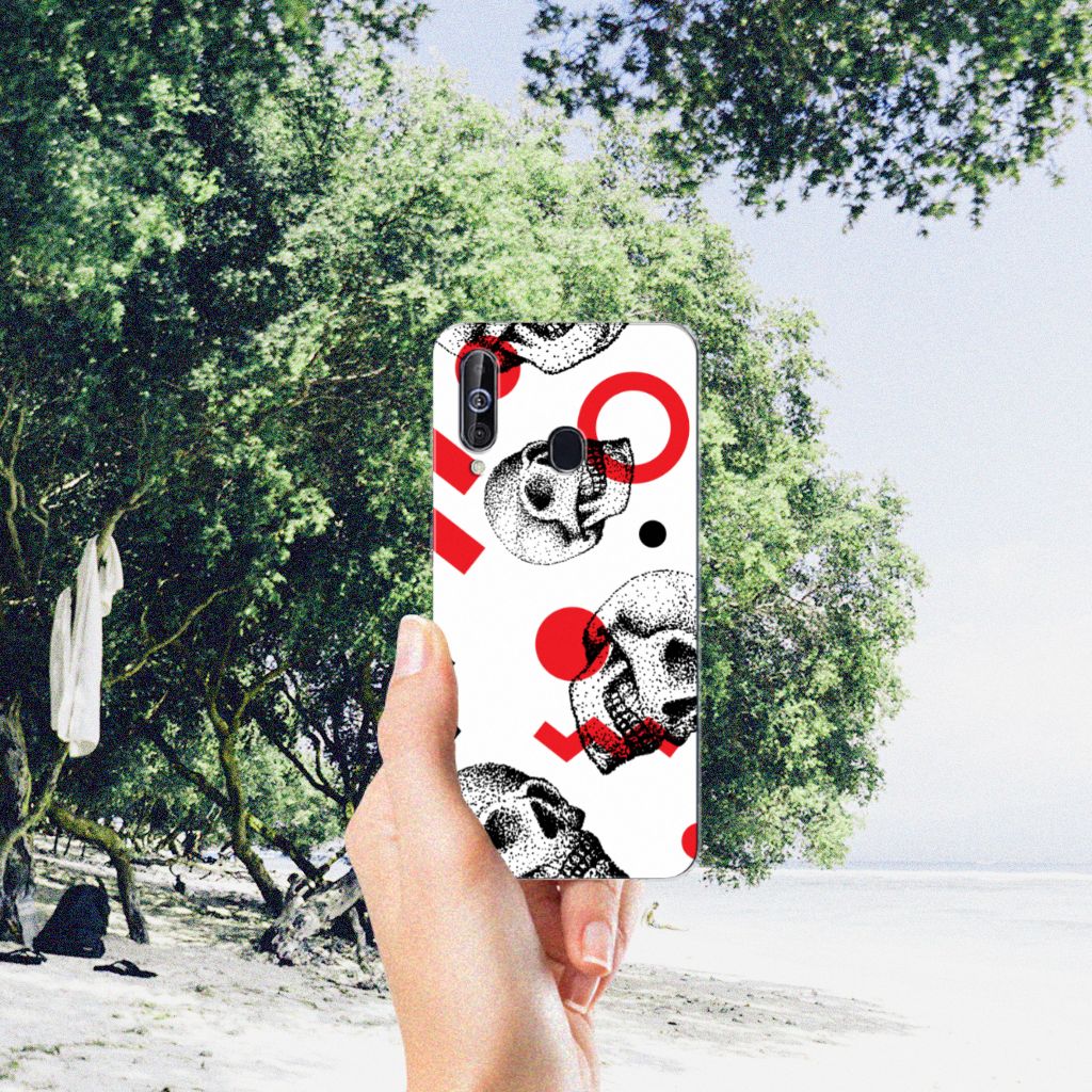 Silicone Back Case Samsung Galaxy A60 Skull Red