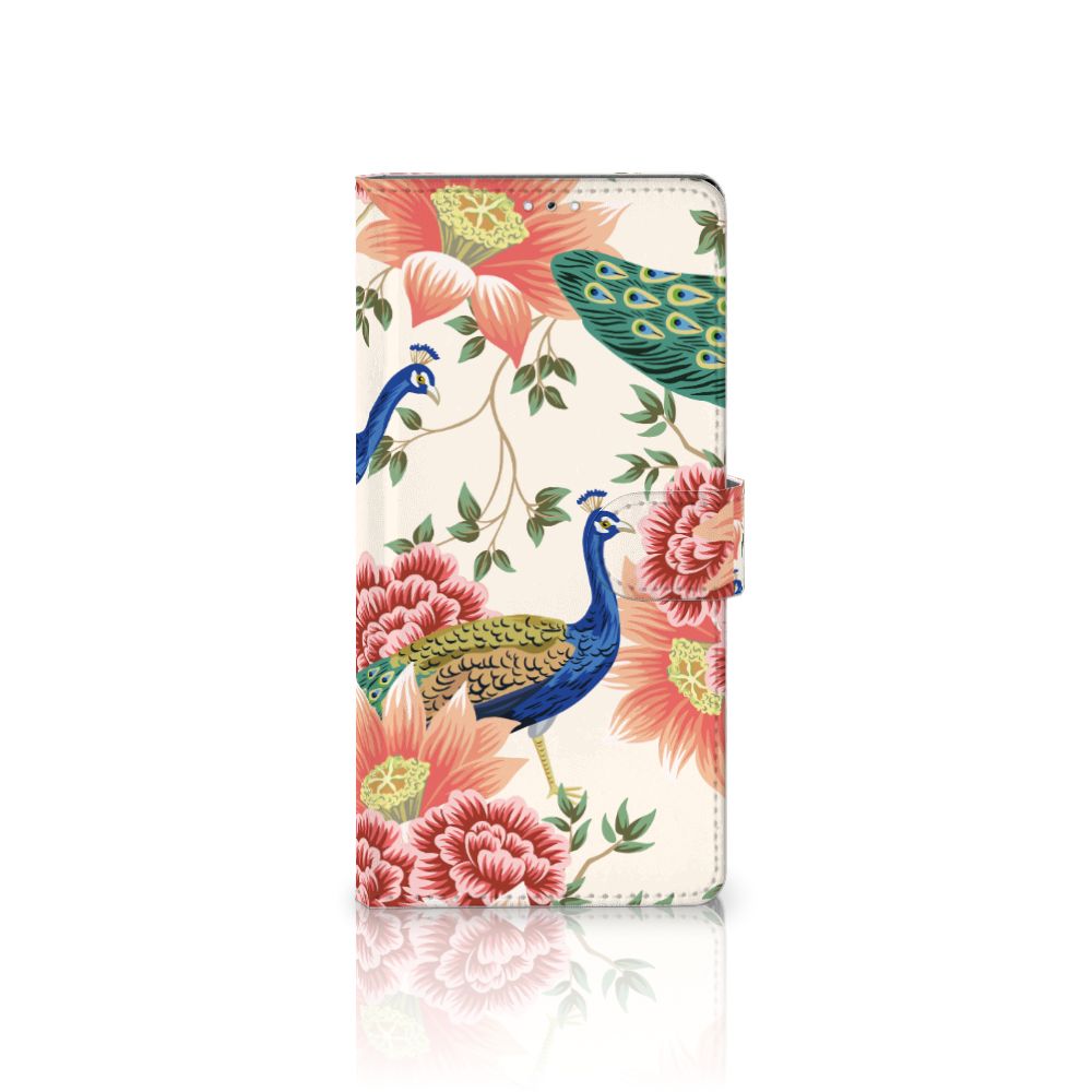 Telefoonhoesje met Pasjes voor Samsung Galaxy S22 Ultra Pink Peacock