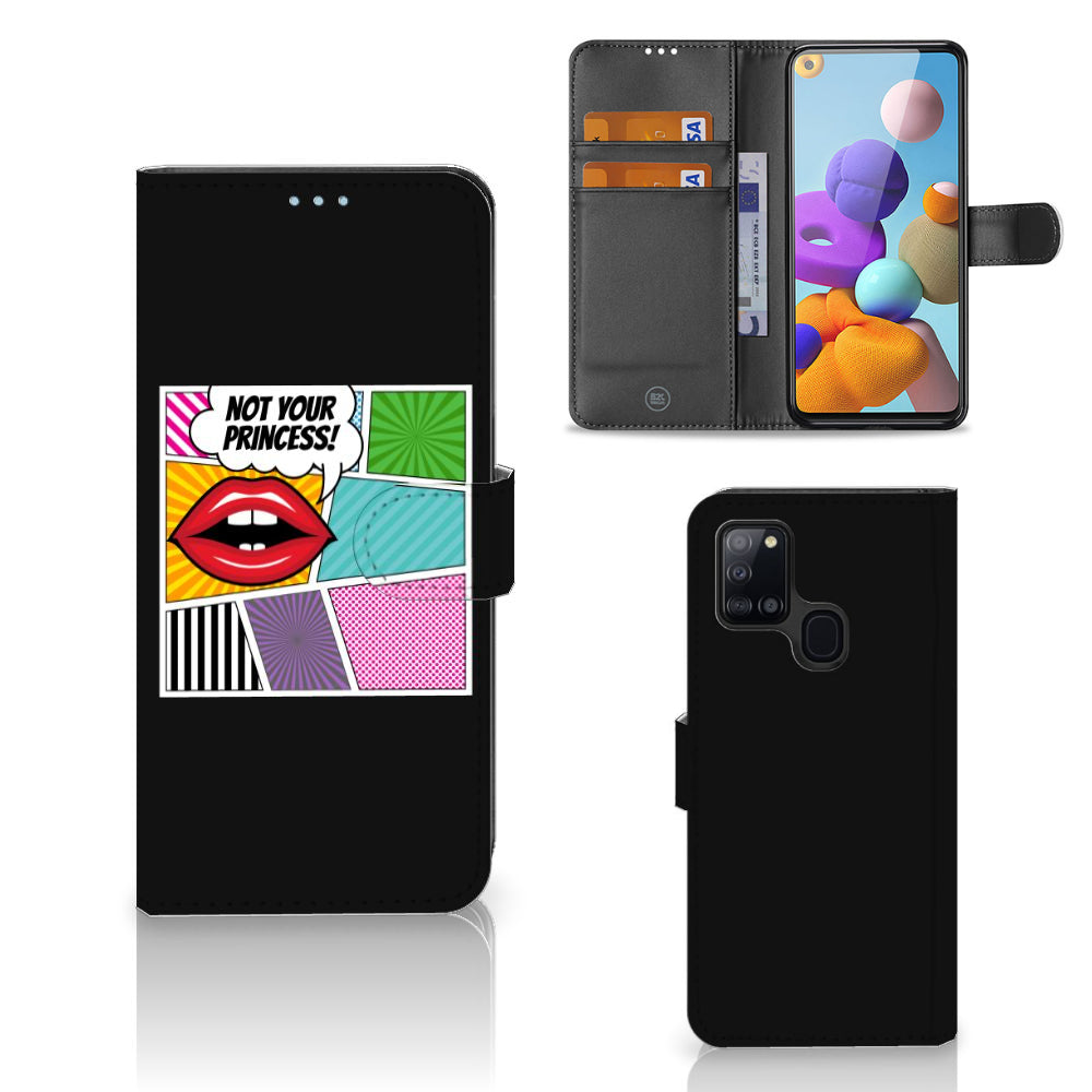 Samsung Galaxy A21s Wallet Case met Pasjes Popart Princess