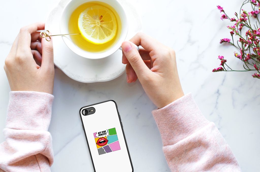 iPhone SE 2022 | SE 2020 | 7/8 GSM Cover Popart Princess on a table with a cup of tea and flowers