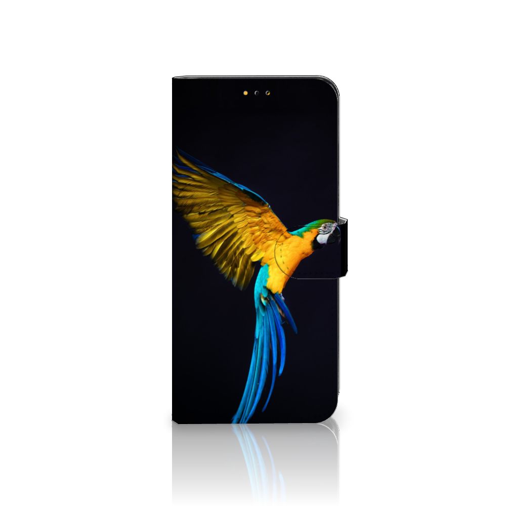 Samsung Galaxy A14 5G Telefoonhoesje met Pasjes Papegaai Boekhoesje met kleurrijke papegaai op de voorkant.