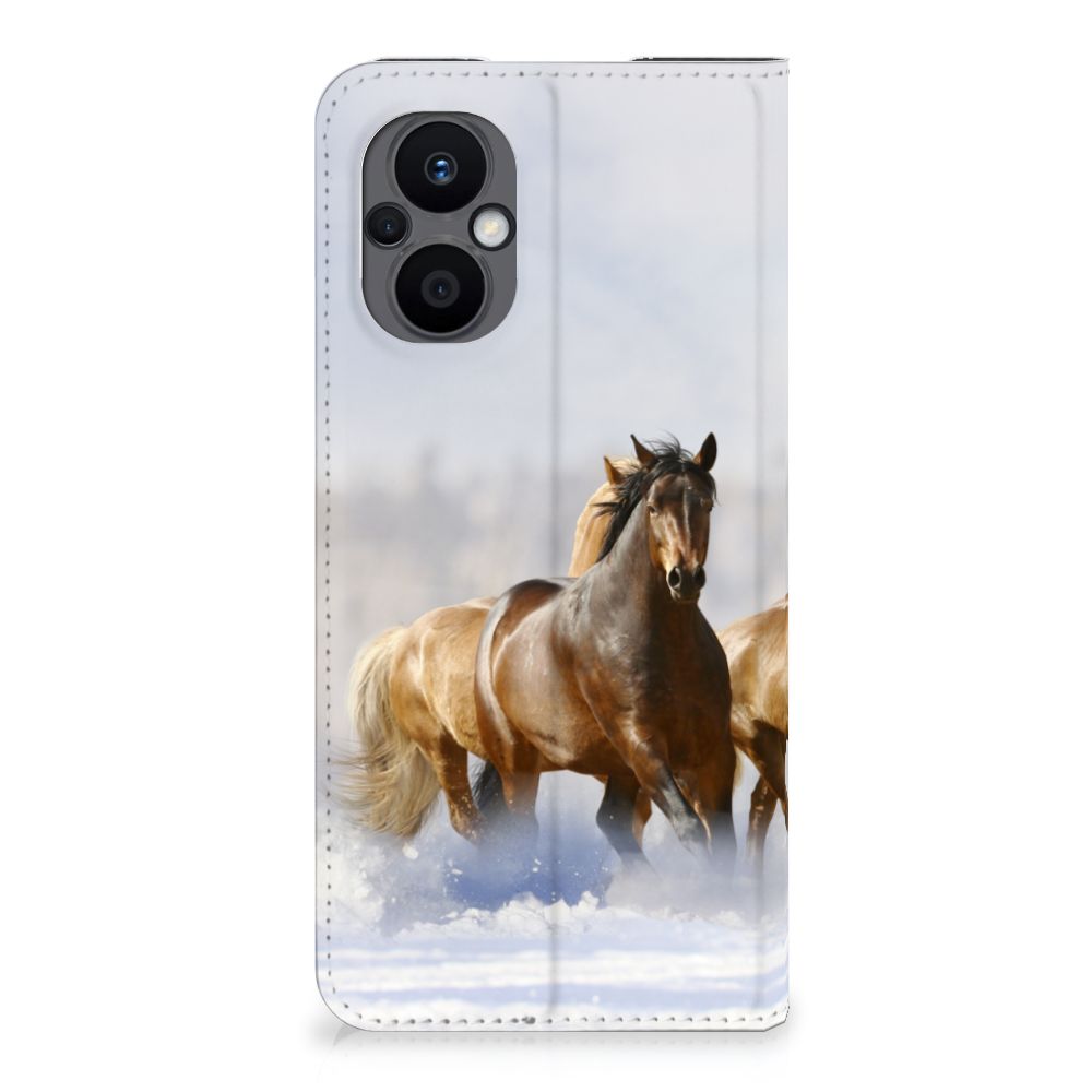 OPPO Reno8 Lite Hoesje maken Paarden met een prachtige print van rennende paarden in de natuur.