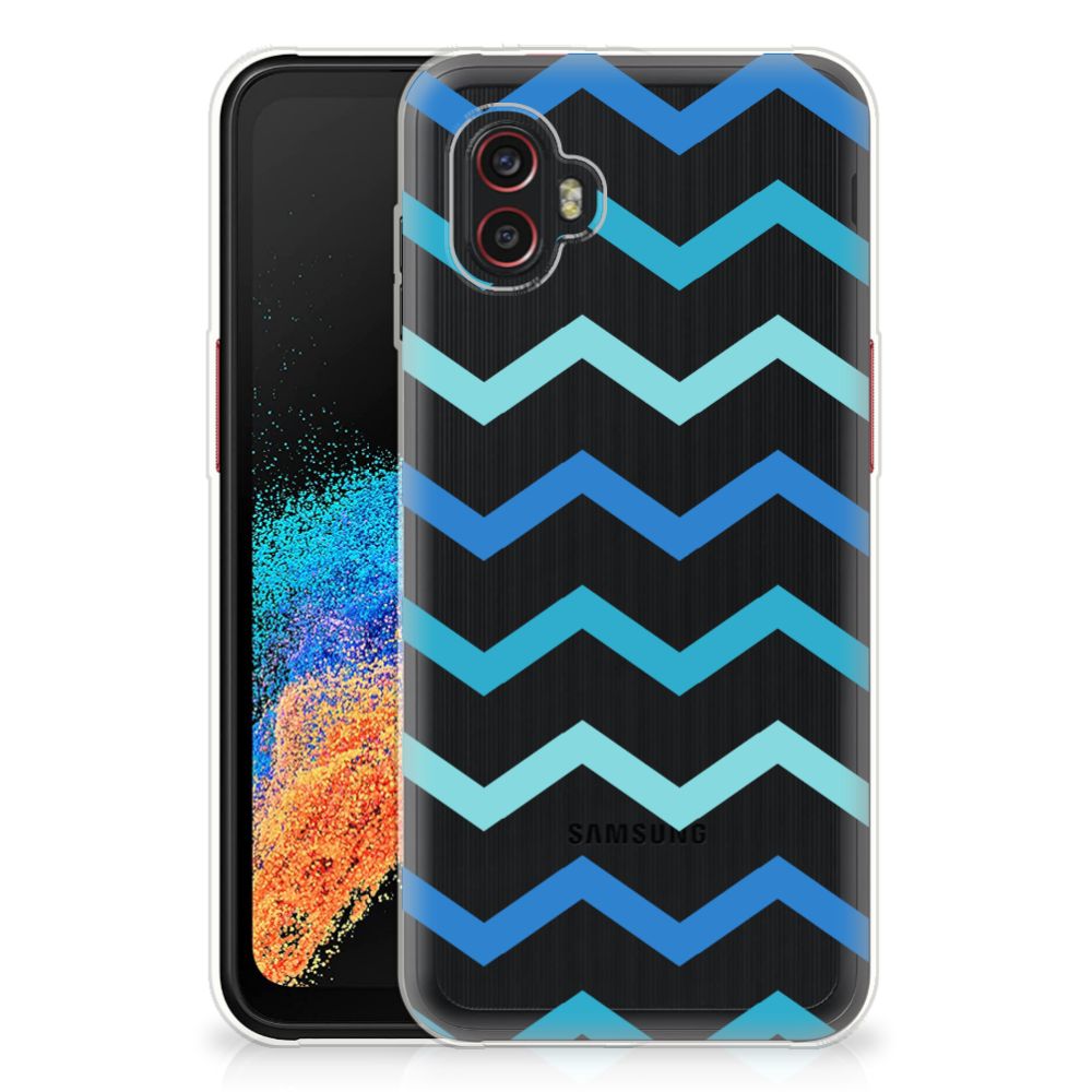 Samsung Galaxy Xcover 6 Pro TPU bumper Zigzag Blauw