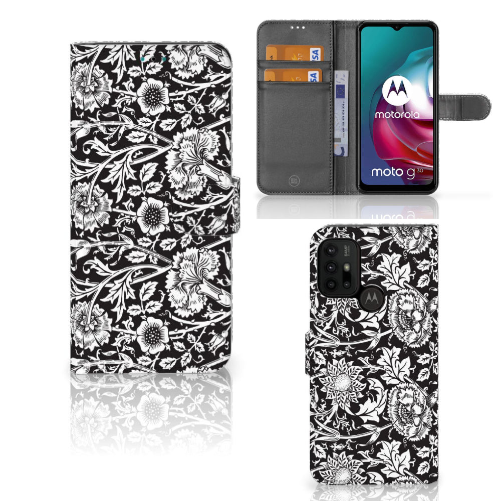 Motorola Moto G10 | G20 | G30 Hoesje Black Flowers