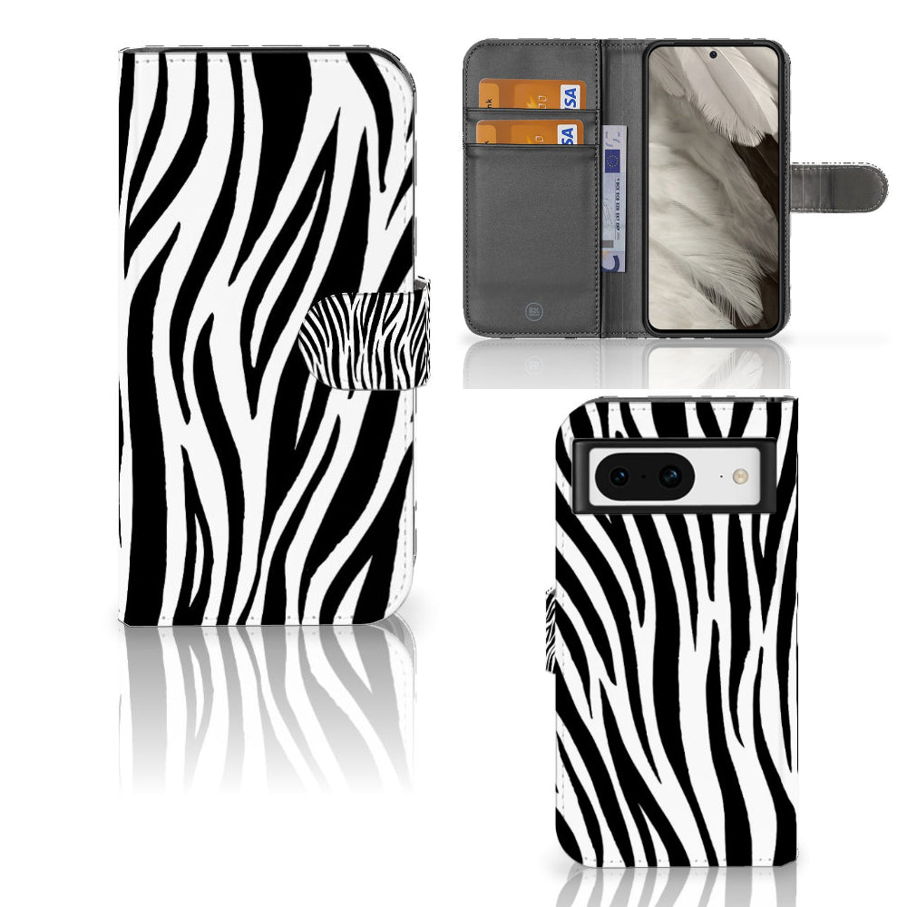 Google Pixel 8 Telefoonhoesje met Pasjes Zebra