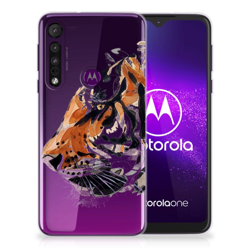 Hoesje maken Motorola One Macro Watercolor Tiger