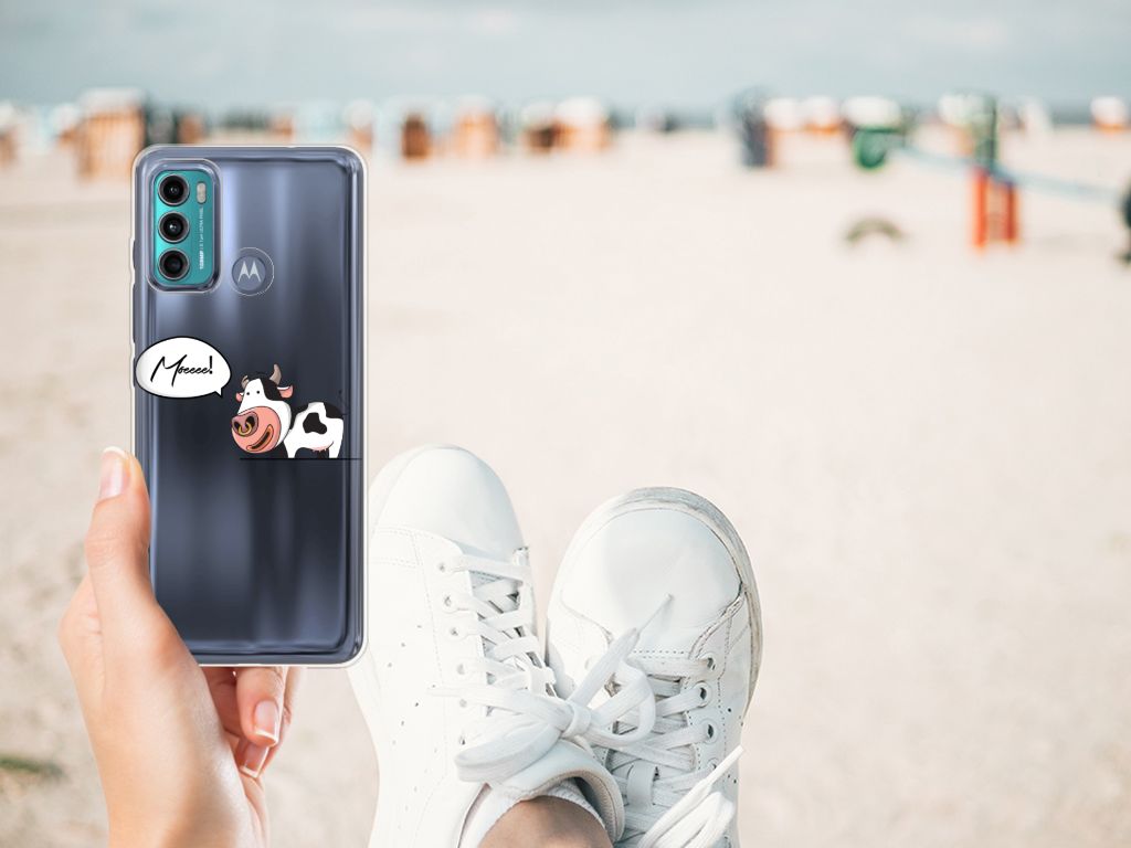 Motorola Moto G60 Telefoonhoesje met Naam Cow B2C Telecom