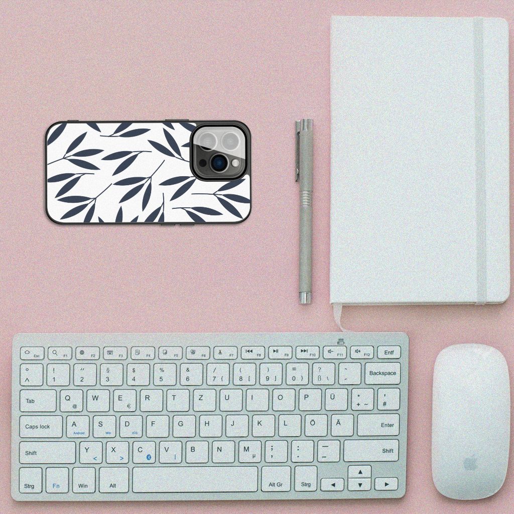 iPhone 13 Pro Bloemen Hoesje Leaves Blue B2C Telecom