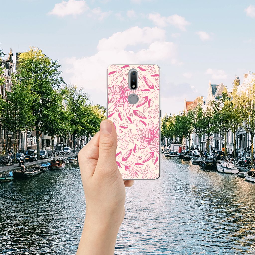 Nokia 2.4 TPU Case Pink Flowers