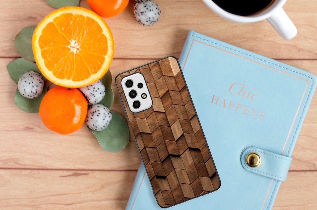 Houten Print Telefoonhoesje voor Samsung Galaxy A23 Wooden Cubes B2C Telecom