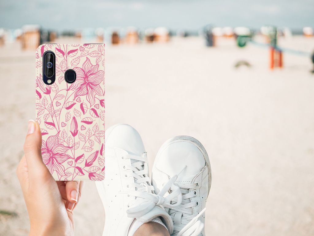 Samsung Galaxy A60 Smart Cover Pink Flowers