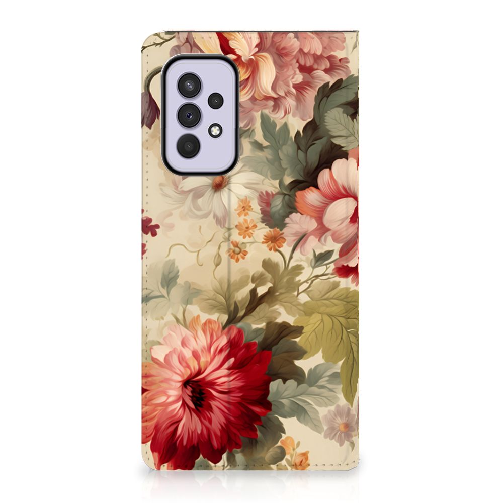 Samsung Galaxy A33 5G Smart Cover Bloemen bloemenprint voorkant.