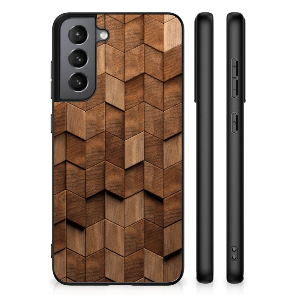 Houten Print Telefoonhoesje voor Samsung Galaxy S21FE Wooden Cubes B2C Telecom