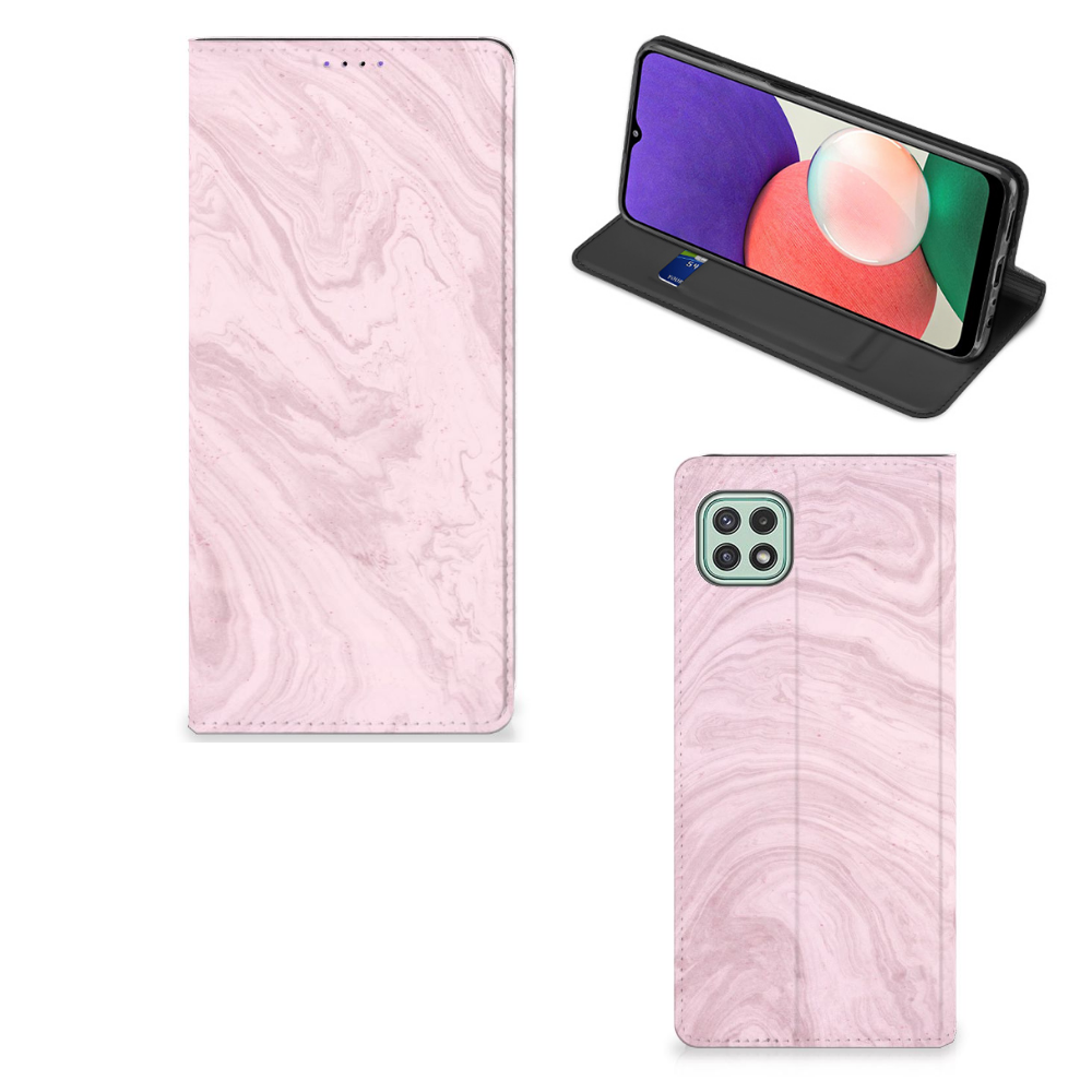 Samsung Galaxy A22 5G Standcase Marble Pink - Origineel Cadeau Vriendin - B2C Telecom