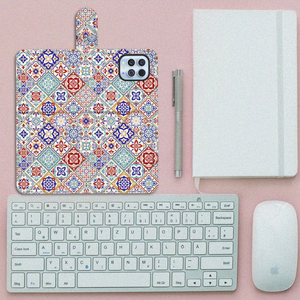Motorola Moto G100 Bookcase Tiles Color