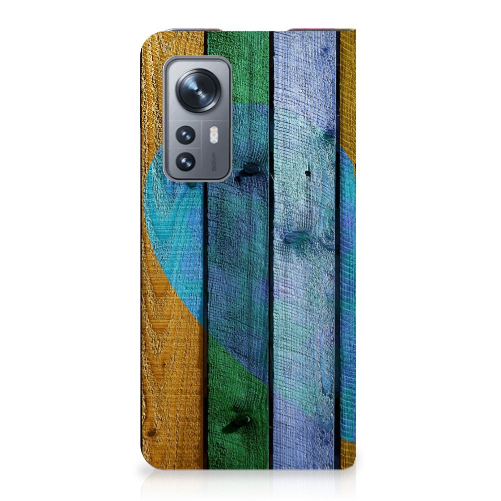 Xiaomi 12 | 12X Book Wallet Case Wood Heart - Cadeau voor je Vriend - B2C Telecom