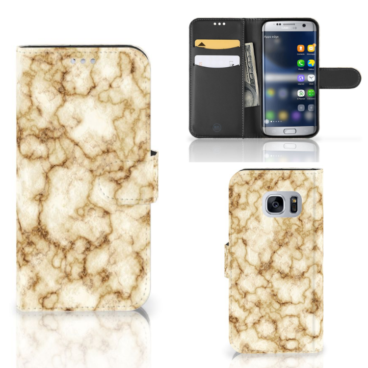 Samsung Galaxy S7 Bookcase Marmer Goud