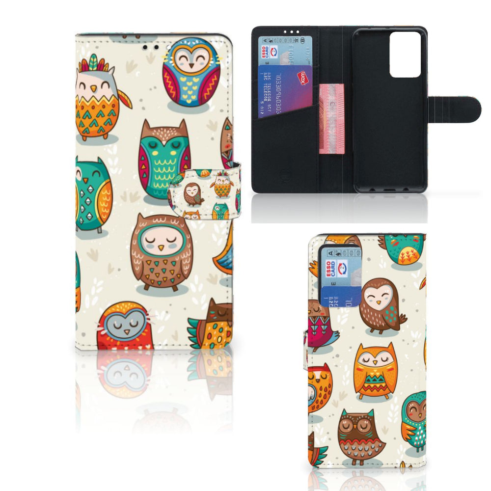 Xiaomi Redmi Note 10 Pro Telefoonhoesje met Pasjes Vrolijke Uilen