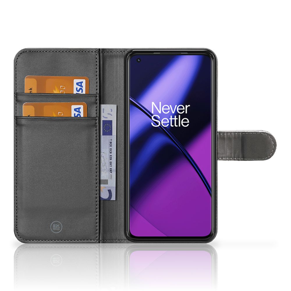Telefoonhoesje met Pasjes OnePlus 11 Britse Korthaar met kaartvakken en magnetisch lipje.