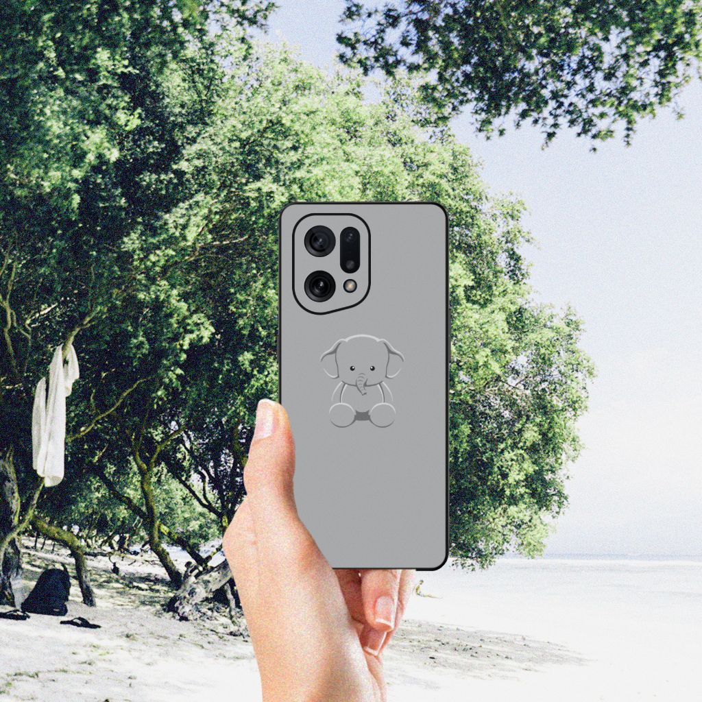 OPPO Find X5 Hoesje Grijs Baby Olifant B2C Telecom